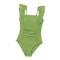 thumbnail image 7 of Mifsaly Girls One Piece Swimsuits Size 5-15 Ruffle Sleeve Square Neck High Waist Swimwear Summer Beach Vacation Fashion Kids Swim Suit, 7 of 7