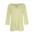 thumbnail image 4 of Harpily Clearance Women's Sweaters 3/ Sleeve Tops For Women Summer Notched V Neck Plain T Shirts Casual Cute Three Quarter Length Blouses, 4 of 5