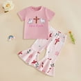 thumbnail image 2 of Sgkm Easter Outfit Baby Girl 2 Piece Set Easter Short Sweet Newborn Girl Clothes Top Bell Bottoms Sets, 2 of 4