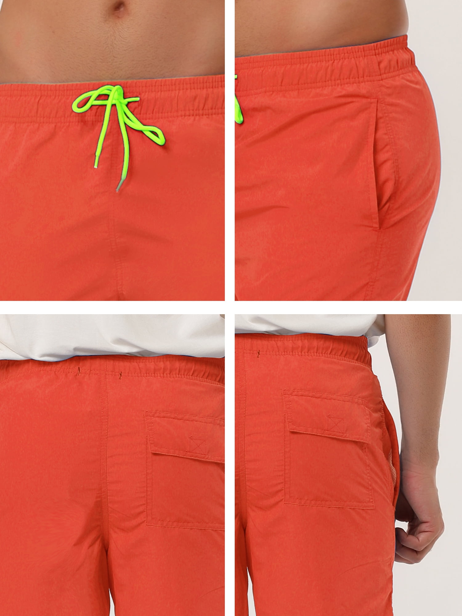 Unique Bargains Men's Summer Beach Shorts Mesh Lining Drawstring Waist Swim Shorts 32 Orange