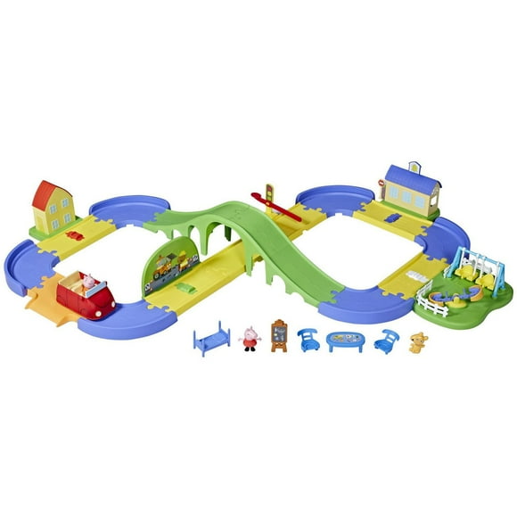Peppa Pig All Around Peppa’s Town Set with Adjustable Track; Includes Vehicle and 1 Figure; Sounds; Ages 3 years and Up