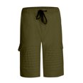 thumbnail image 1 of Abcnature Men's Athletic Shorts, Sports Gym Running Short Pants, Men's Pleated Lace Solid Color Fitness Sports Five-point Shorts, Cargo Casual Hiking Shorts Green L, 1 of 4
