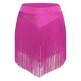 thumbnail image 2 of TiaoBug Women Tassel Latin Dance Skirt Irregular Hem Length Fringe Salsa Tango Rumba Dancewear Hot Pink L, 2 of 6