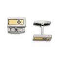 thumbnail image 1 of FB Jewels Stainless Steel w/18k Polished Textured Diamond Cufflinks, 1 of 3