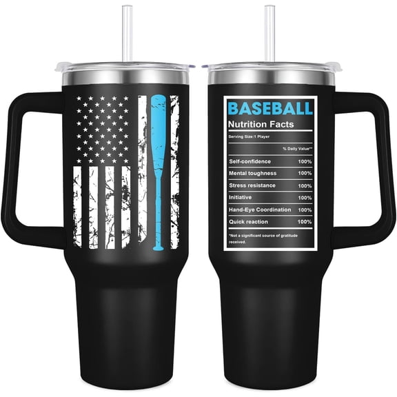 Baseball Tumbler for Men, 40oz Insulated Tumbler With Handle and Straw-Funny Baseball Gifts(Baseball)