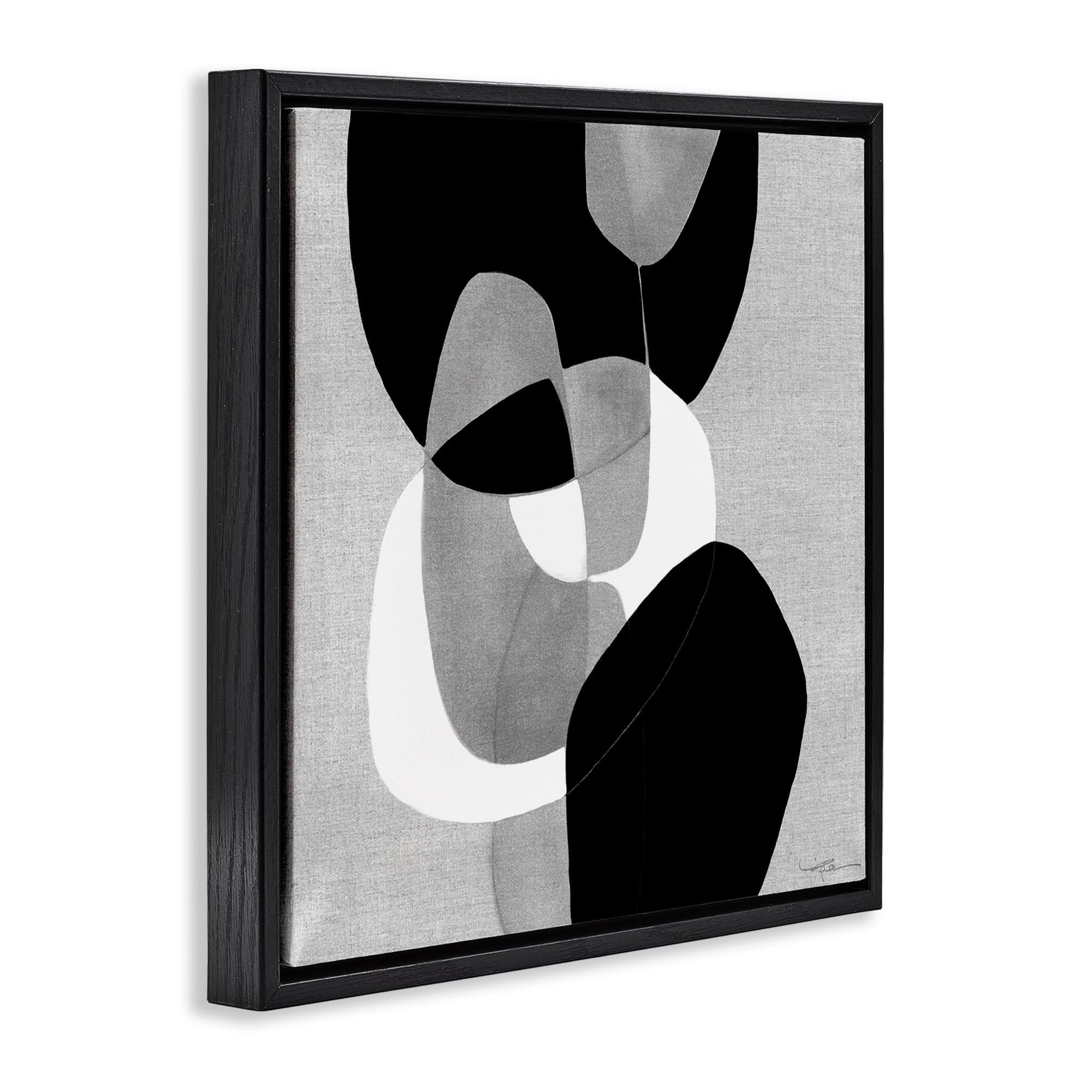 Stupell Industries Abstract Sharp Cutouts Abstract Painting Black Floater Framed Canvas Art Print Wall Art, 25 x 25