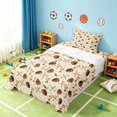 thumbnail image 3 of Manfei Sports Baseball Twin Sheets, Bedding, Beige Brown Gold 3 Pieces(1 Flat Sheet, 1 Fitted Sheet and 1 Pillowcase), 3 of 6