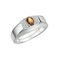 thumbnail image 4 of Rylos 14K White Gold Classic 6X4MM Oval Smoky Quartz & Sparkling Diamond Ring - Birthstone Jewelry for Men -Size 12, 4 of 6