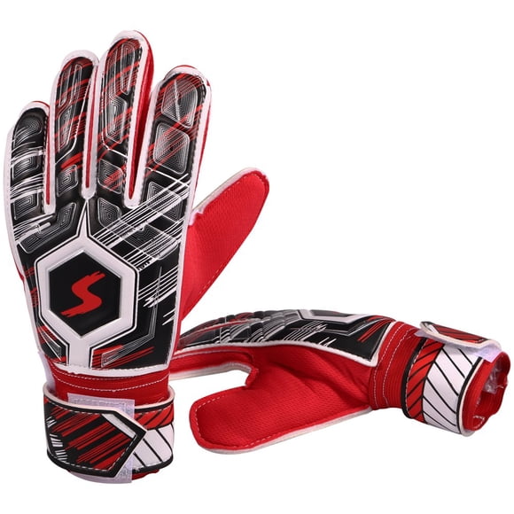 CHOK Kids Soccer Goalie Gloves 5/6/7 Size Latex Children Football Goalkeeper Gloves with Adjustable Wrist Strap Anti-Slip Youth Soccer Gloves Breathable Full Finger Protection