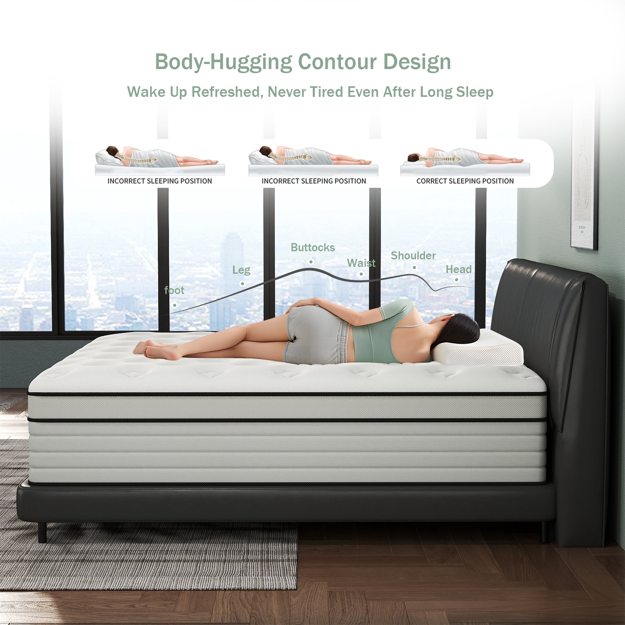 CICIMLU 14 inch King Mattress,Medium Firm Hybrid Mattress in a Box,Adult