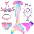 thumbnail image 1 of Fantasía niños colas de sirena para nadar para niñas disfraces de Halloween Cosplay La Sirenita traje de baño piscina, 1 of 3