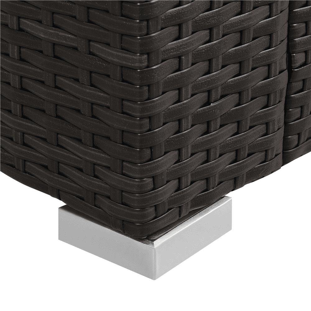 Renwick 3-Seater Outdoor Wicker Sofa with Throw Pillows, Black/Dark Blue