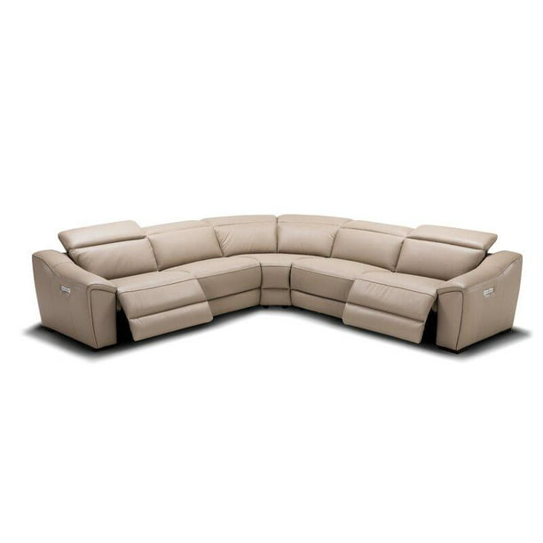 Ozzy Symmetrical Motion Leather, Symmetry Gray Leather Power Reclining Sofa