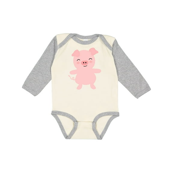 Inktastic Cute Pig Boys or Girls Long Sleeve Baby Bodysuit