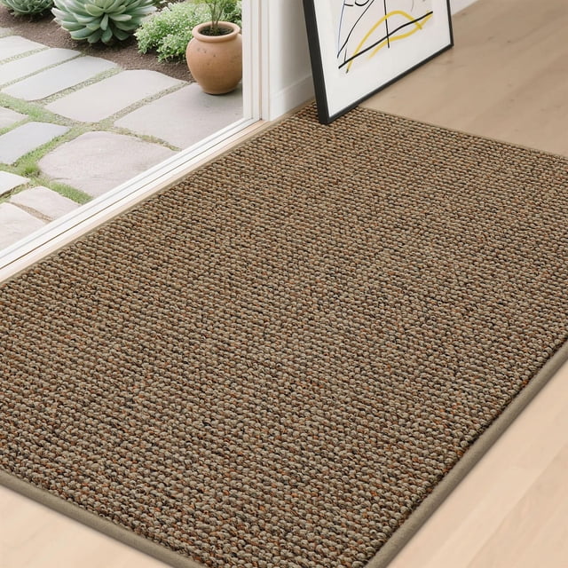Tapete para puerta BEQHAUSE 81x122 cm antideslizante, lavable, beige