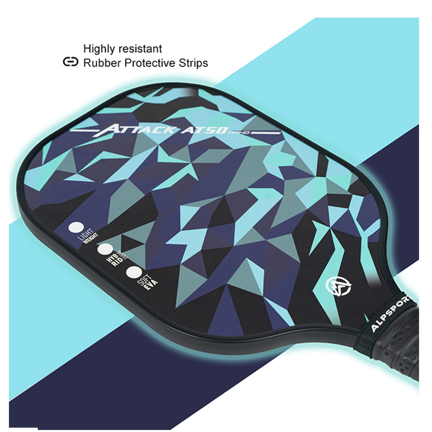 Ice Blue Pickleball Paddle, Carbon Fiber, Matte Finish, UV Printing and Honeycomb Polymer Core, Non-Slip Grip, Excellent Spin and Control, Suitable for Men and Women, Pickleball Beginners