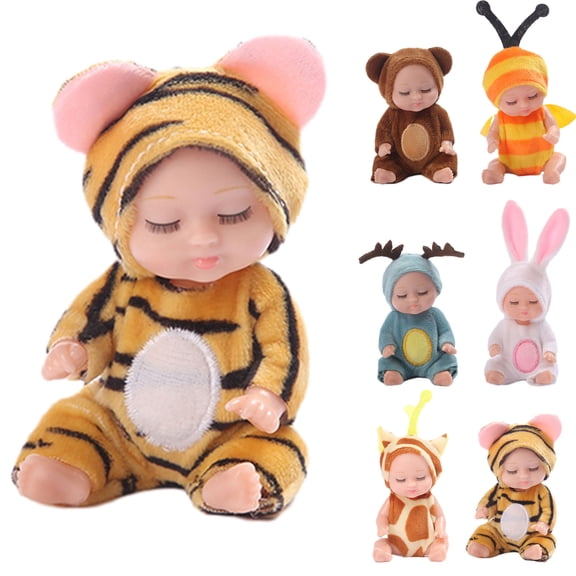 Baby Doll, 4.5 inch Reborn Baby Dolls, Baby Toys for Toy 1-3 3-6 Year Old, Realistic Baby Doll, for Baby Doll Gifts for 1   Year Old, Christmas Gifts, Soft Touch Mini Baby Dolls (Brown)