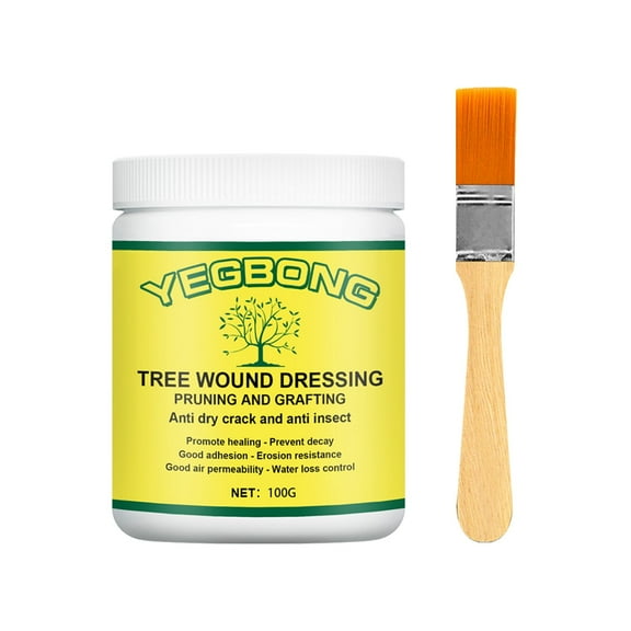 Tree Wound Sealer, Dressing Promoting Healing, Tree Wound Sealer for Bonsai Shaping/Pruning, Branch Pruning/Grafting, and Seedling Cutting Trea, with Brush, 100g
