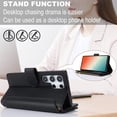 thumbnail image 3 of Compatible With Samsung Galaxy S22 Ultra Wallet Case with Card Holder Kickstand Double Magnetic Clasp Zipper Pocket Lanyard Strap Wristlet, Leather Flip Case Women Men Wallet Cover,Black, 3 of 15