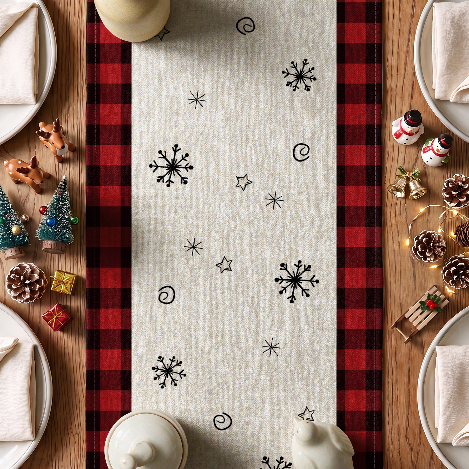 Sm:)e Buffalo Plaid Christmas Trees Table Runner photo 5