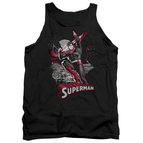 JLA Justice League Superman Red & Gray Adult Tank Top Black