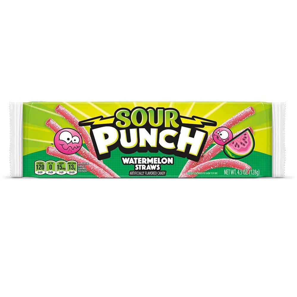 Sour Punch Straws, Watermelon, 4.5oz Tray