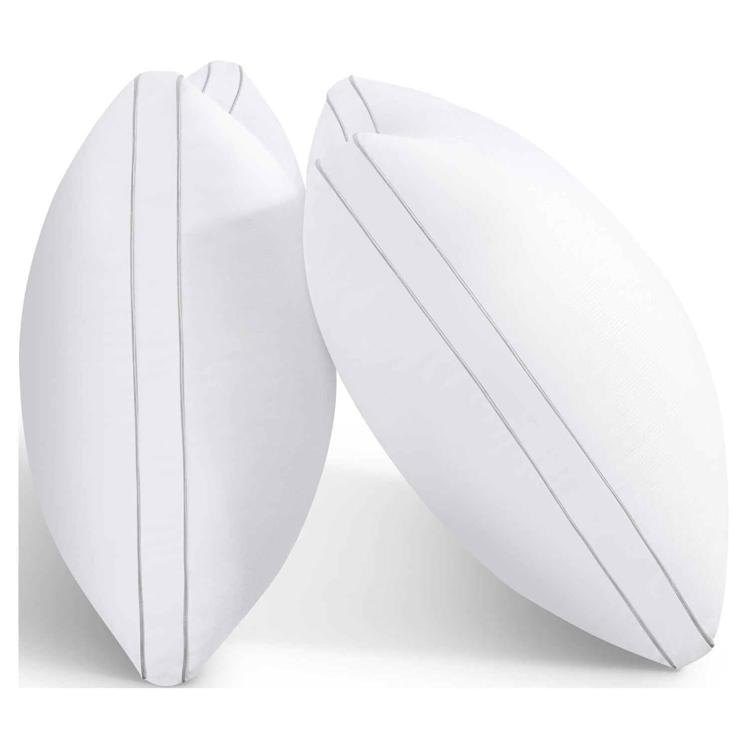 Set of 2 Queen Bed Pillows with Cotton Cover and Soft High Pile Filling