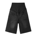 thumbnail image 4 of qelini Maternity Jean Shorts Plus Size for Women Side Insert Pockets Cuffed Hem Pregnancy Bottoms Daily Maternity Bottoms, 4 of 9