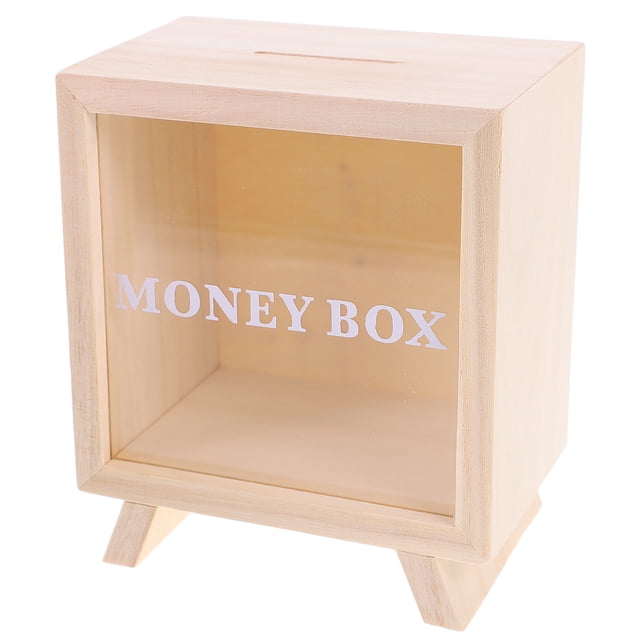 MasteelfCA Wood Piggy Bank Money Saving Box Coin Bank Money Jar Saving Bank Tip Box