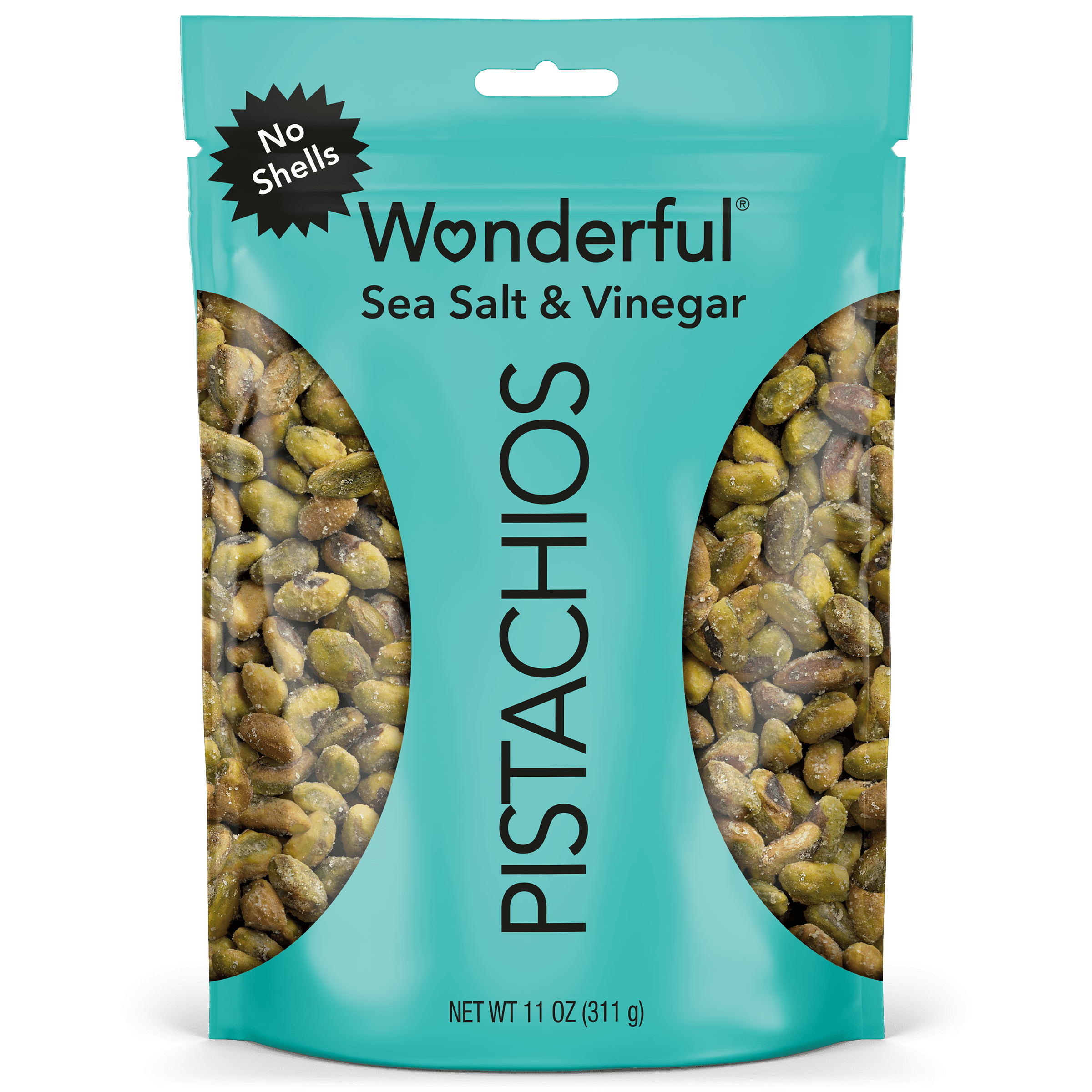 (5 pack) Wonderful Pistachios No Shells Sea Salt & Vinegar Nuts, 11 Ounce Bag