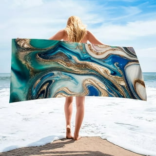 Reateforin Ocean Beach Towels Oversize,Blue Bath Towels Tropical Sea Beach  Ocean Waves Seaside Scene Island Hawaiian Sunrise Theme,Microfiber Soft
