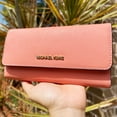 thumbnail image 2 of Michael Kors Womens Jet Set Travel Large Trifold Wallet (Sherbert), 2 of 4