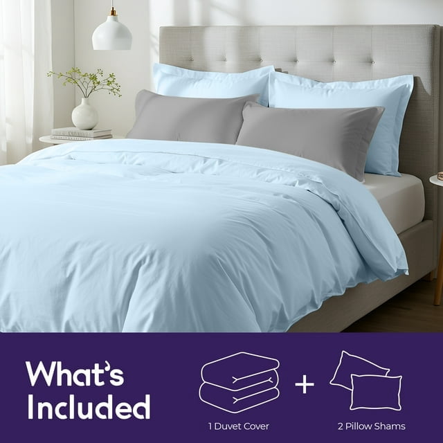 Parure de lit Beddora 3 pièces pour lit King/Queen, 100 % coton respirant, housse de couette douce et 2 taies d'oreiller, marron clair