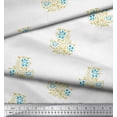 thumbnail image 2 of Soimoi Poly Georgette Fabric Leaves & Floral Block Printed Craft Fabric by The Yard 52 Inch Wide, 2 of 3