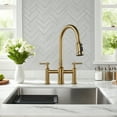 thumbnail image 3 of Wowow Gold Bridge Kitchen Faucet: 3 Holes Kitchen Faucet with Pull Down Sprayer - Two Handles 8 Inch Centerset Kitchen Sink Faucet, 360° Swivel Spout, 3 of 8