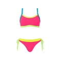 thumbnail image 5 of Ynynloco Women Neon Color Block Halter Bikini Set with Side Tie Two-Piece Swimsuit for Beach Pool, 5 of 5