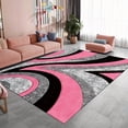 thumbnail image 2 of Pink Black Grey Abstract Swirl Area Rug, 2 of 7