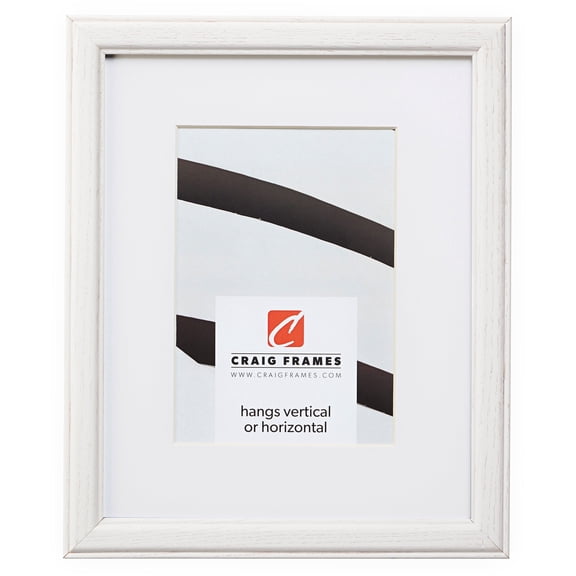 Craig Frames Wiltshire 236, Simple White Hardwood Picture Frame with Single White Mat - Displays a 20 x 30 Inch Print with the Mat or 24 x 36 Inch without the Mat