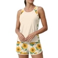 thumbnail image 2 of JULMCOMO Tankini Swimsuits for Women Sunflower Print Drawstring Crew Neck Sports Bathing Suit Beach Summer Two Piece Swimsuit Fluorescence Yellow XL, 2 of 6