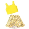thumbnail image 2 of WPPGONE 2 Piece Little Girl Crop Tank Top and Skirt Set Floral Print Ruffle Hem Layered Skort Outfits Lightweight Breathable Summer Vacation Apparel Clothing, 2 of 6