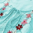 thumbnail image 5 of AherBiu Womens Tops Dressy Casual Blouse Crochet Lace Keyhole Round Neck 3/4 Sleeve Ruffle Boho Shirts Summer Tops, 5 of 8