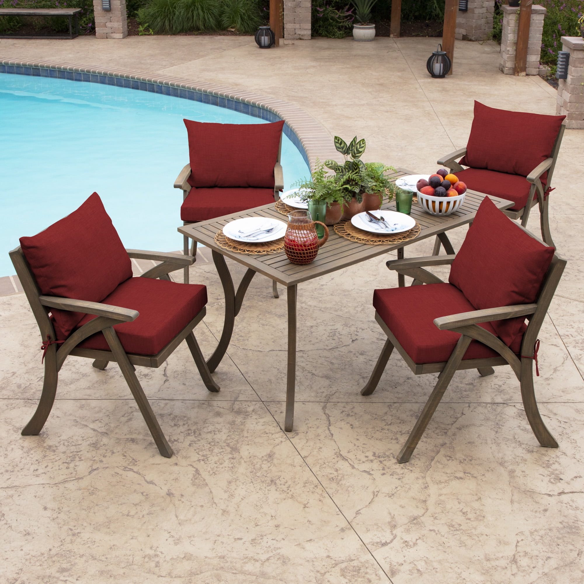 ARDEN Outdoor Cushion Pillow Back, 23 x 17, Water Repellent, Fade Resistant 17 x 23, Ruby Red Leala