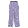 thumbnail image 4 of Women's Casual Pants Women'S Floral Embroidered Lace Printed Loose Pocket Patchwork Casual Pants,Purple Women's Casual Pants XXXL, 4 of 5