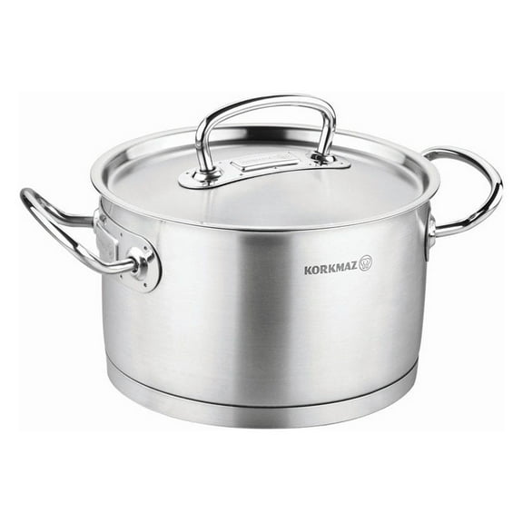 Korkmaz Stainless Steel 4 Quart Stockpot with Lid, Silver