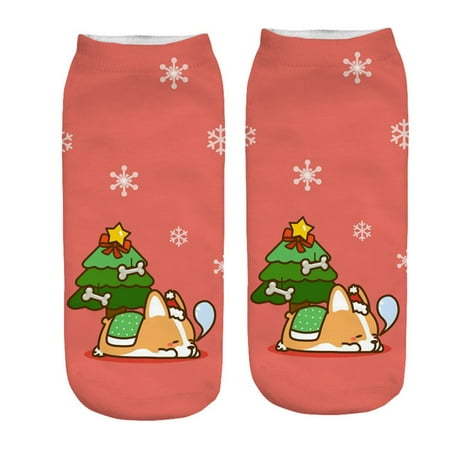 

qazqa casual work business socks 3d christmas santa elk printing medium sports socks
