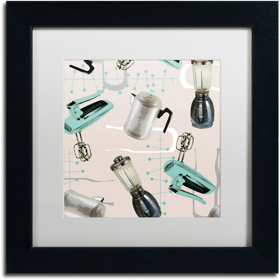 Trademark Fine Art "Fifties Patterns I" Canvas Art by Color Bakery White Matte, Black Frame