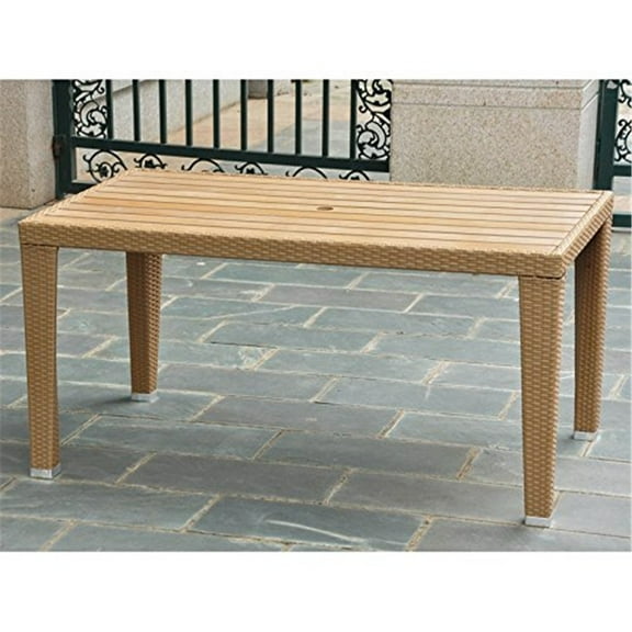 Rectangular Outdoor Dining Table - Resin Wicker Aluminum Patio Table