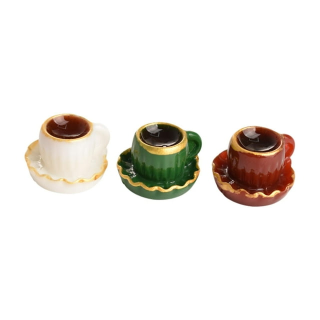 Taza de café de casa de muñecas,Tazas de café en miniatura para casa de muñecas,mini tazas,Mini tazas de café,accesorios para casa de muñecas,Pequeñas decoraciones de resina para bebidas
