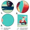 thumbnail image 3 of Designart "Display of a Scooter in Coral and Teal II" Transportation Metal Art Living Room, 3 of 5