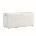 thumbnail image 4 of Suncast Boîte en Résine Osier pour Terrasse Jardin Garage Maison 99 Gallons, Blanc (2 Pack), 4 of 4